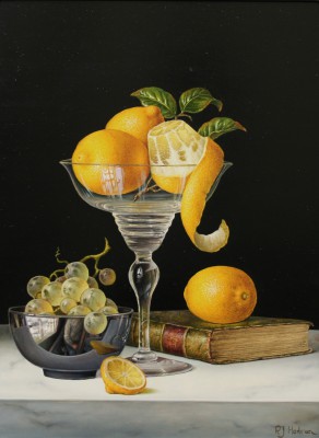 Lemons, White Grapes and Book