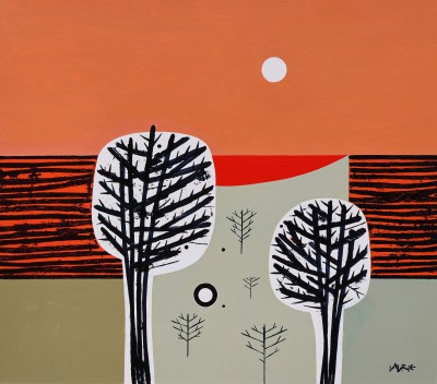 Scottish Artist SIMON LAURIE - Pink Winter Sky