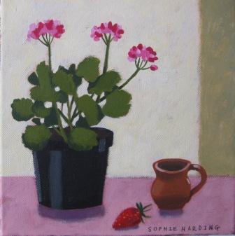 Pink Geranium, Strawberry and Cup