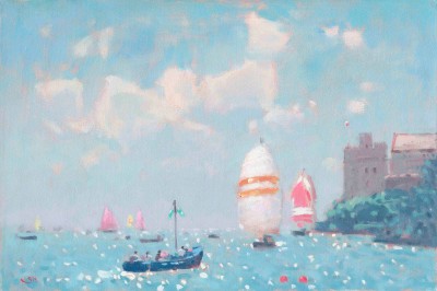 Blue Boat and Spinakers