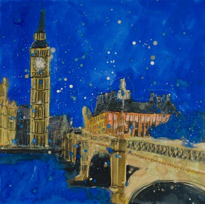 British Artist SUSAN BROWN - Starry Night, Westminster Bridge