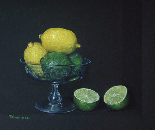 Lemon and Limes in a Glass Goblet