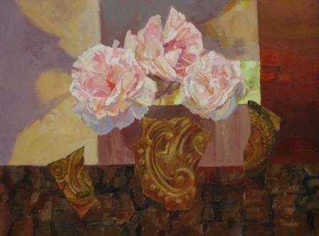 TOM WANLESS - peonies and guilded fragments